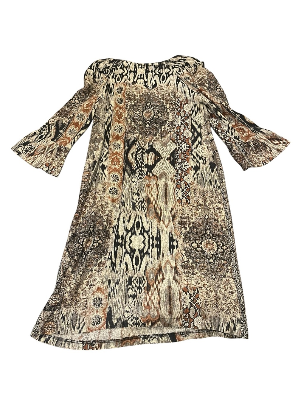 R&M Richards Neutral-Toned Printed Midi Dress in Cream and Brown - Picture 5 of 8